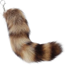 Raccoon Tail Keychain, Real Fur, Soft Key Ring, Gift for Fox Wolf Cosplay, Fairy