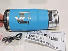 NEW Vibe Tumbler w/bluetooth speaker insulated bottles, can, drinks Blue w/ logo