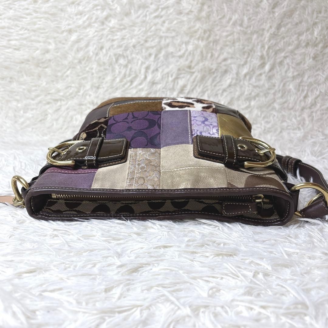 COACH Patchwork Suede Leopard Print Crossbody Sho… - image 7