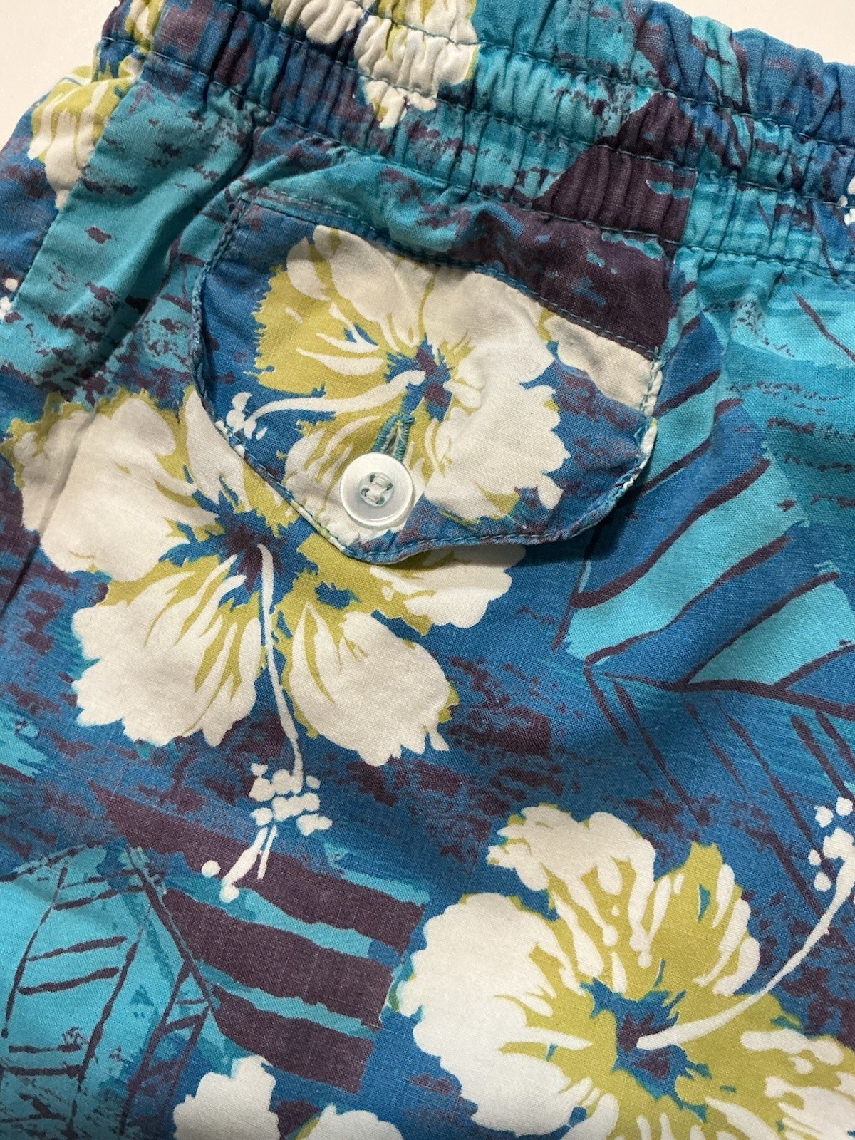 Vintage 50s 60s Made In California Hawaiian Mesh Lined Swim Trunk Surf Shorts 