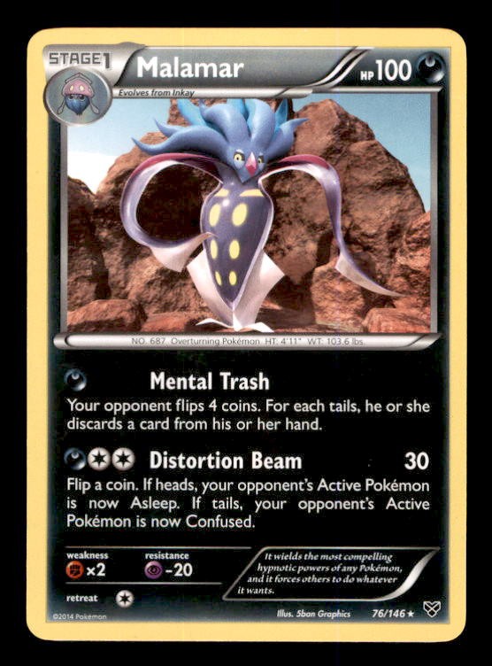 Malamar 76/146 Rare XY Base Set Pokemon Lightly Played