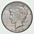 (1) AU 1925-S Peace Silver Dollar 90% - Almost Unc - San Francisco Mint *8580