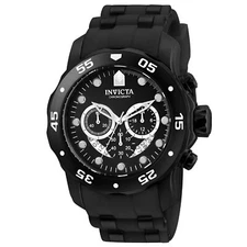 Invicta Men's Watch Pro Diver Scuba Black Dial Chronograph Rubber Strap 6986