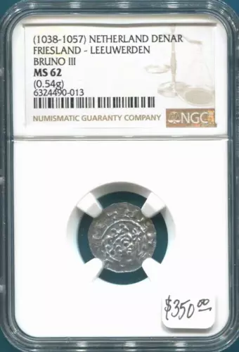 NETHERLANDS - FANTASTIC HISTORICAL DENAR FRIESLAND-LEEUWERDEN  NGC GRADED MS 62