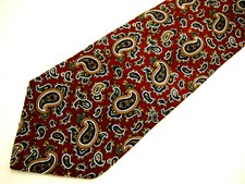 Chez Roffe Mens Necktie Tie Navy Blue Red Brown Paisley 60"