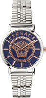 Versace VEK400821 V-Essential Blau RoséGold Silber Edelstahl Damen Uhr Neu