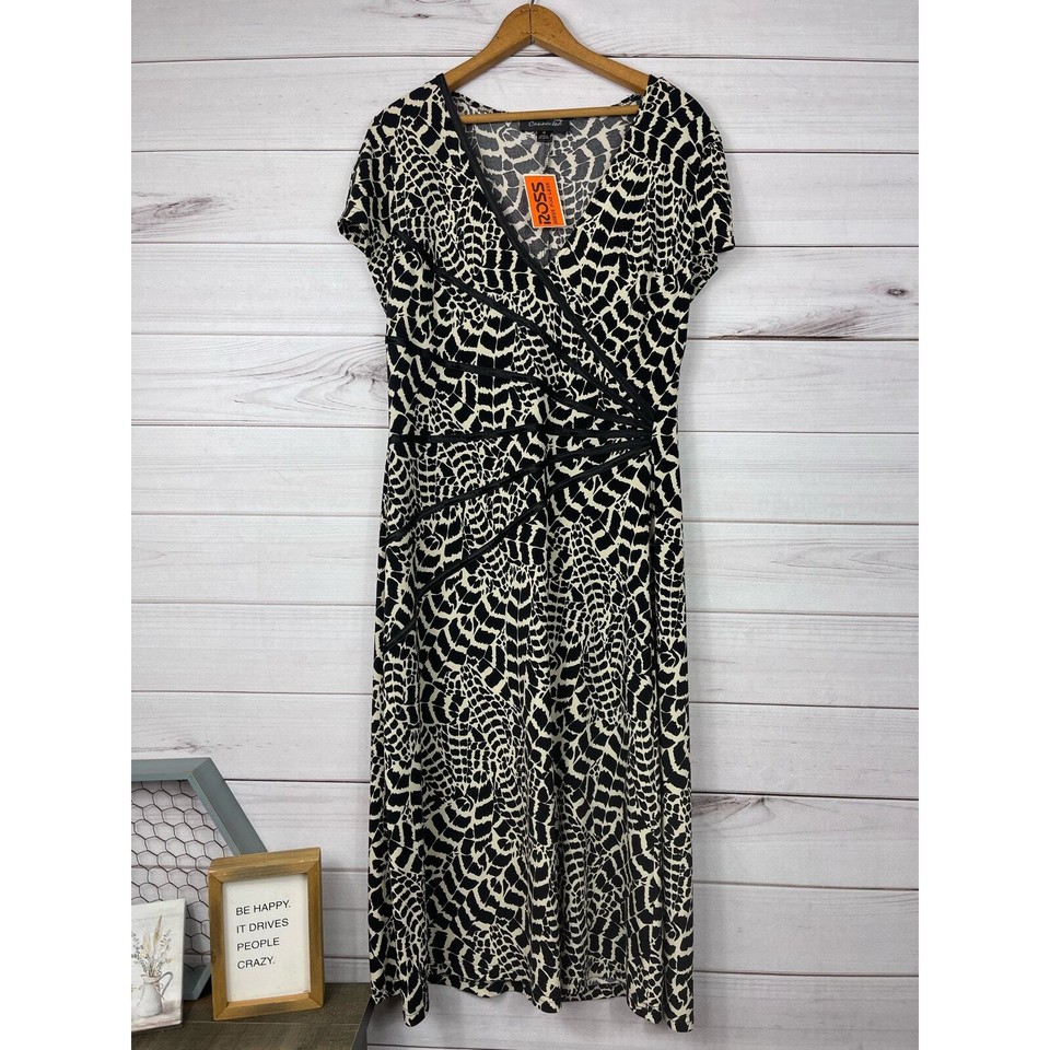 Connected V Neck Animal Print Dress Size 16 NEW eBay