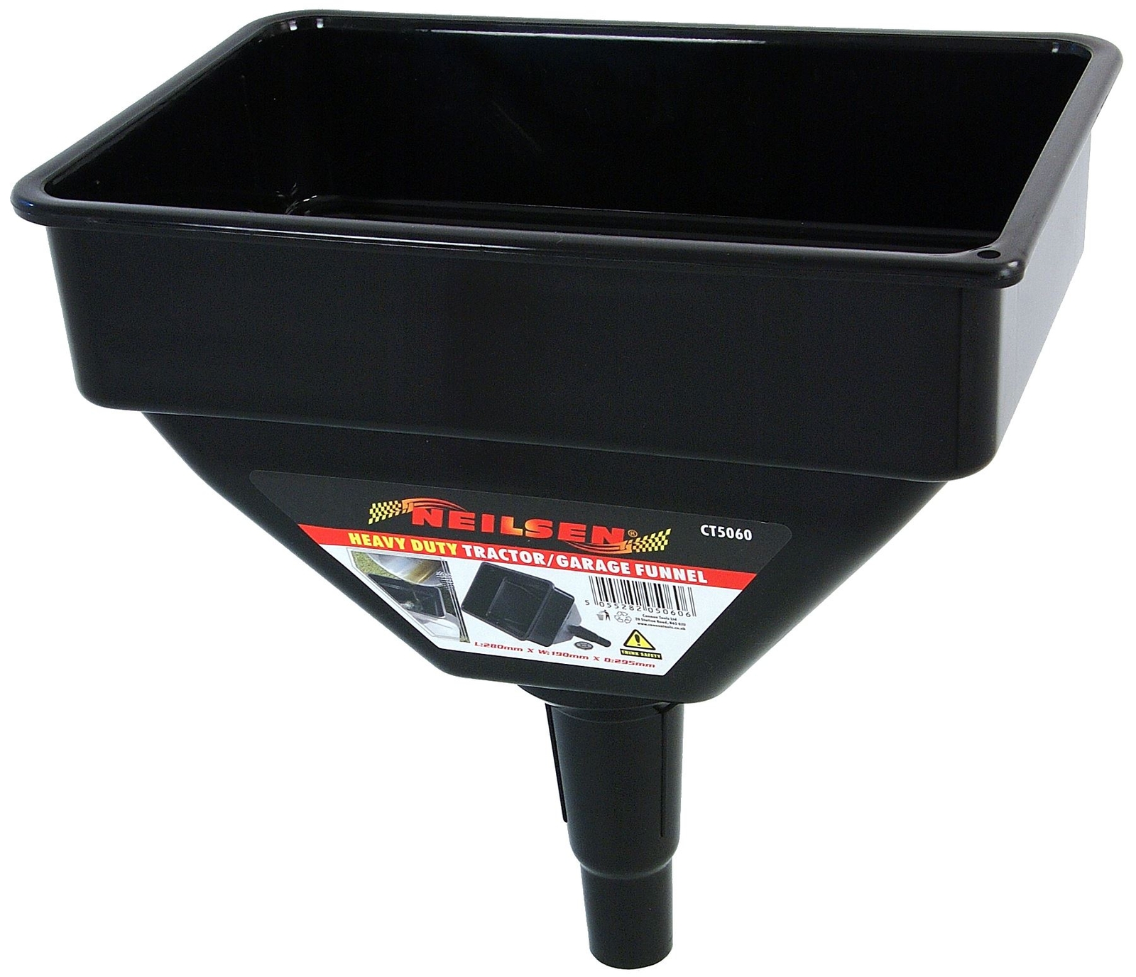 Large Plastic Rectangular Funnel With Filter 4.5L -280mm X 190mm - Heavy Duty