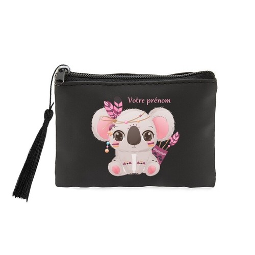 Porte-Monnaie Et Porte-Clés Noir Dragon Fluo – Personnalisable – Pochette Compacte PU Mat Fermeture Éclair