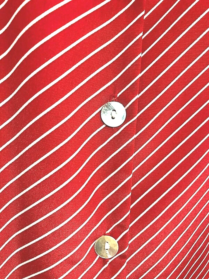 Camisa/Top LESLIE FAY Vintage CREPE Abotonada Rojo/Blanco RAYAS DIAGONALES Talla L Foto 3 de 4