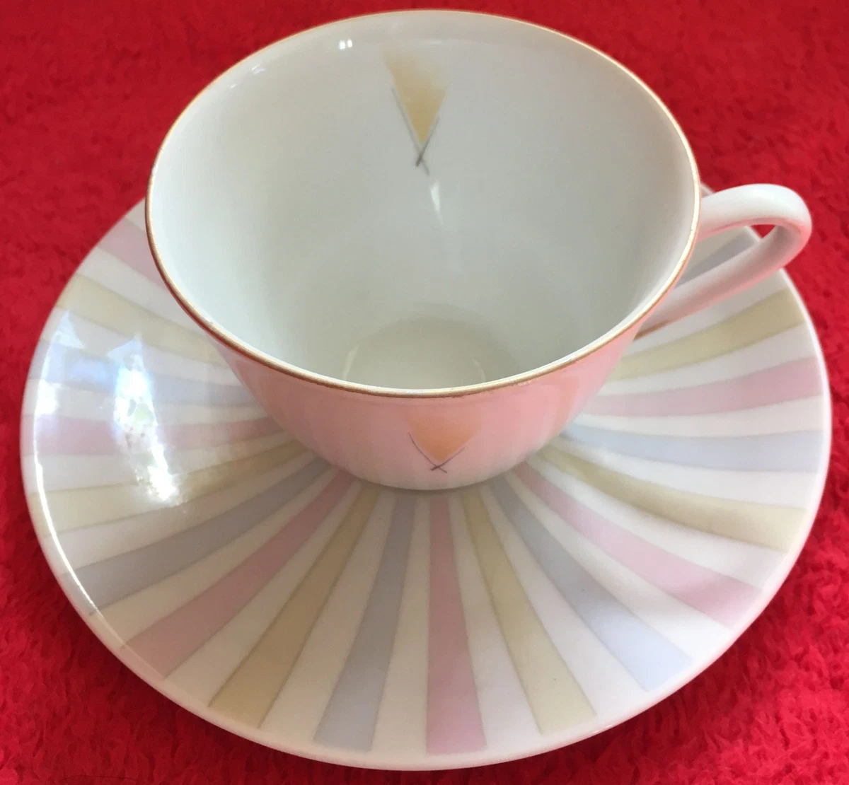 2 Tasses à Café Vintage Rétro Motif Cerises - état Très Bon - 5cm X 7,5cm