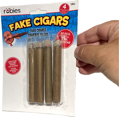 4 FAKE CIGARS Red Ash Magic Trick Joke Gag Lit Prop Prank Smoking Costume  Toy