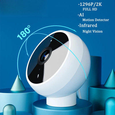 Smart IP Camera 2K 1296P Full HD IR Night VisionSecurity Monitor Super Wide-Angl