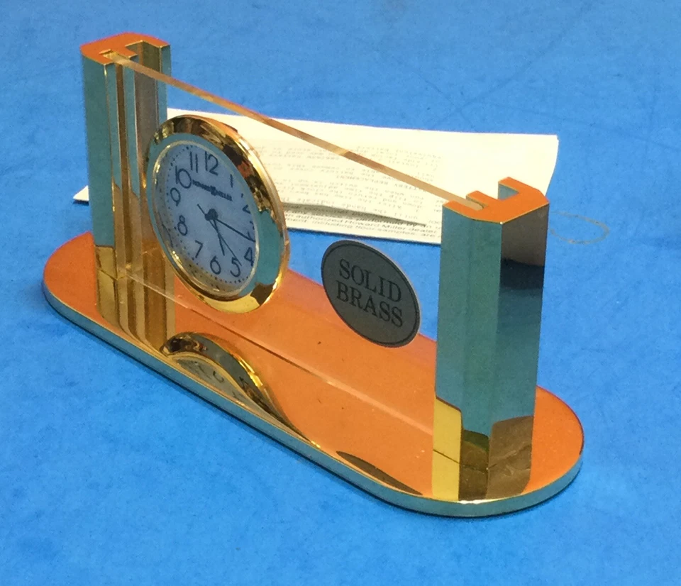 Howard Miller Bismark Solid Brass Clock w/ Business Card Holder 613-582  - Image 2 of 4