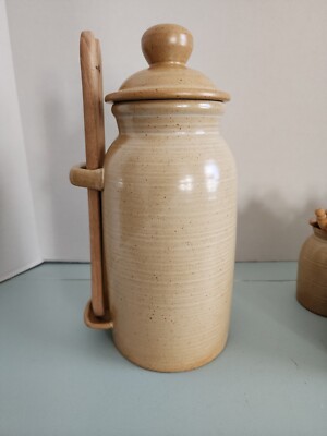 GRES VILLAGE FRANCE CNP Pickle Jar With Tongs Rare