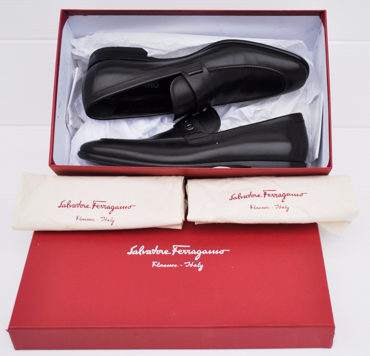 Salvatore Ferragamo Paros Calfskin Loafer,Double Gancini Side Ornament 11D Black The Gancini Ornament Drivers by ferragamo. Dark Brown (Size  main image 4