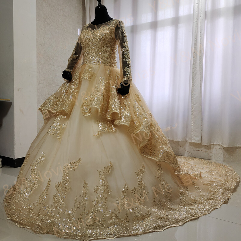 plus gold dress for wedding Shop Golden Chinon Silk Plus Size (Upto 6XL Size) Palazo Suit Dress – HATKE  BRIDE main image 1