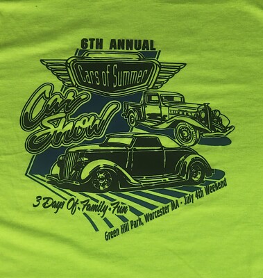 Cars Of Summer - T Shirt - Green Hill Park, MA Car Show Size  2XL