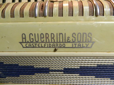 Vintage A. Guerrini & Sons Ivory Mother of Pearl Accordion 120 