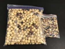 Wooden Beads Macrame Jewelry Craft 400 Blond  Dark Wood 5/8"x1/2" Round VTG