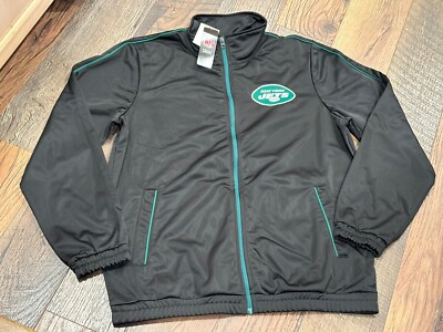 New York Jets NFL Men's Black Team Full-Zip Track Jacket Size Large - NWT