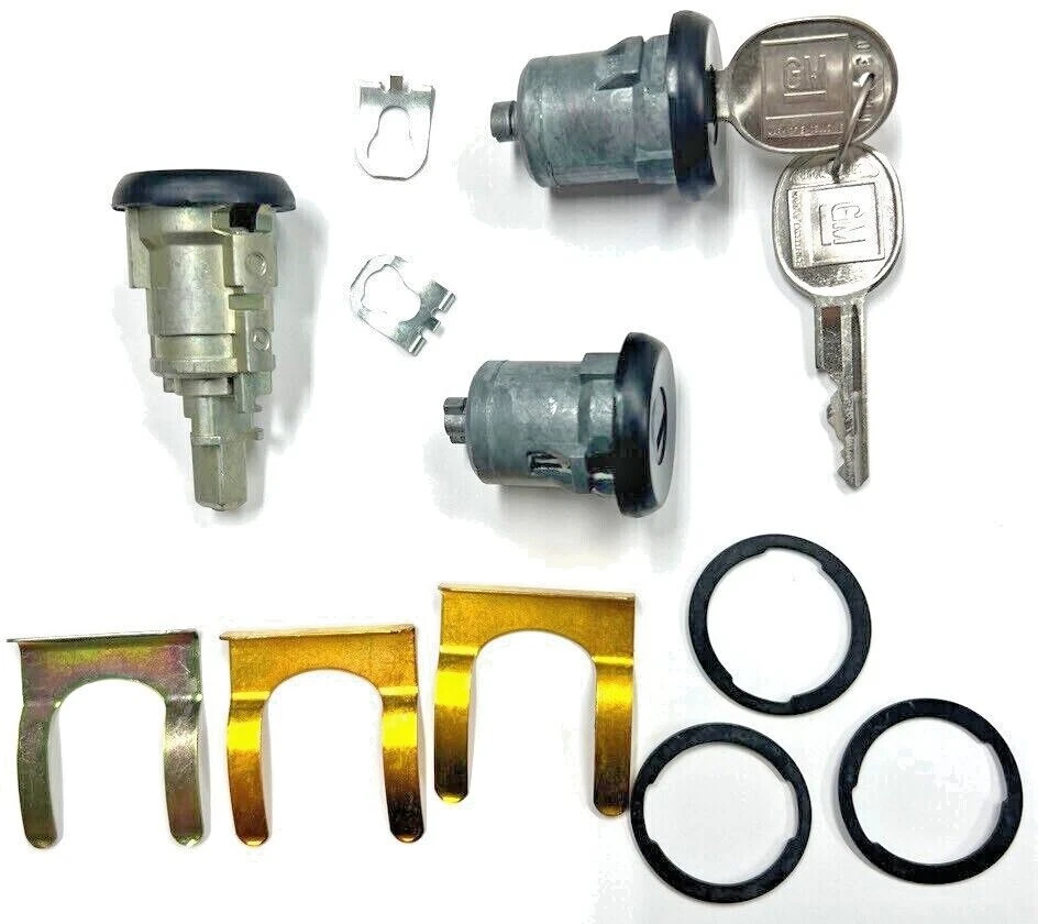 Nuevo para Chevy GM OEM Juego de llaves de cerradura de maletero/puertas negras con llaves a juego Foto 2 de 3