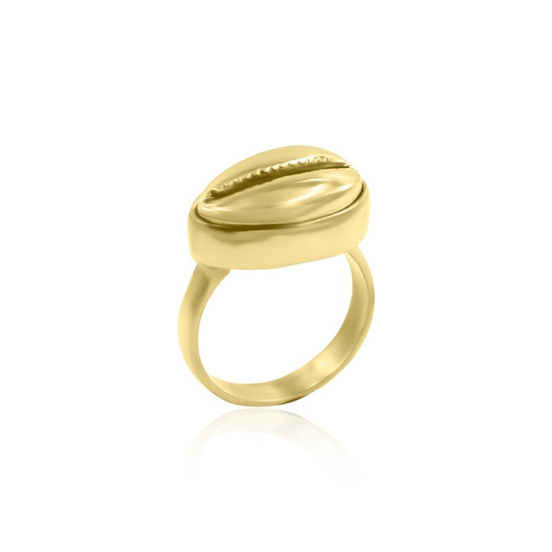 Cowrie Shell Design Ring Handmade 18k Gold Plated Statement Ring For Her - Product main view