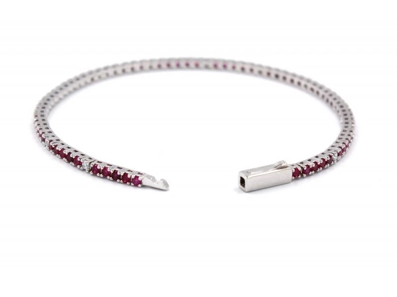 Gioielli Bracciali Tennis Zirconi Bianchi e Rosa Argento 925 Idea Regalo Novità - Immagine 2 di 3