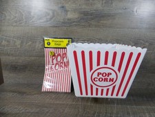 Popcorn Container 11pc Set - Large Reusable Retro Movie Theater Bucket 10 Bags