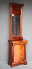 Antique tall Empire hall mirror and pedestal cabinet original mirror glass 1815