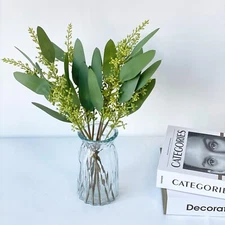 8 Pcs 15 inch Artificial Eucalyptus Leaves Real Touch Fake Spray Greenery Plants