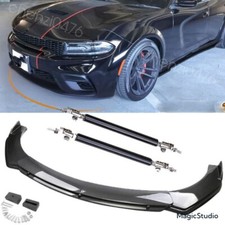 Fits 15-23 Dodge Charger Rt Sxt Carbon Fiber Front Bumper Lip Splitter Spoiler
