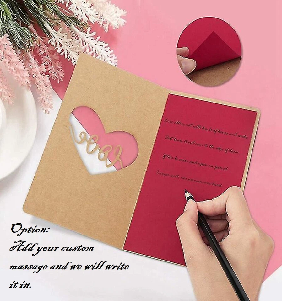 3x Valentines Day Card Love Card with Envelope Heart Shape Anniversary Cards - Image 2 of 4