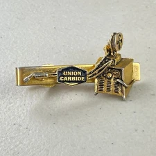 Vintage Union Carbide Tie Clip 1960s Dow Chemical Company Necktie Bar Gold Tone