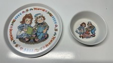 Vintage Raggedy Ann and Andy Plate and Bowl Oneida Deluxe 1969 3101 And 3258