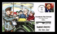 US COVER PRESIDENT FRANKLIN D ROOSEVELT NEW DEAL FDC COLLINS HAND PAINTED