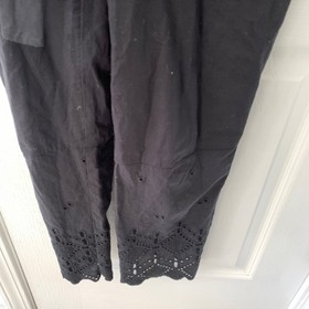 Stevie May Black Eyelet Lace Ruffle Jumpsuit Sleeveless Belted Boho Womens S