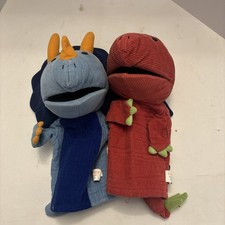 2 Gund Dinosaur Hand Puppets Pretend Play. Triceratops And Stegosaurus