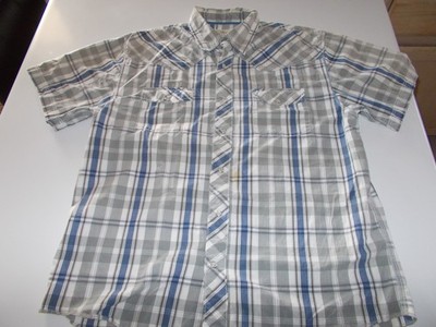 Mens Route 66 Casual Short Sleeve Plaid Shirt Short Sleeve Pearl Snap Size L