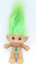 Vintage Ace Novelty Treasure Troll Doll Green Hair Lucky Bingo Troll 3"