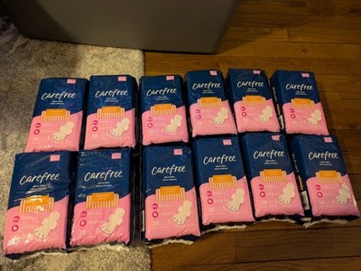 Carefree Ultra Thin Pads, Overnight with Wings, 28 Pads lot of 12
