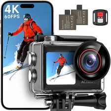 4K 60FPS 30MP Waterproof Action Camera Carbon Black LCD Screen Rear Touch