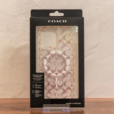 New Coach phone case Magsafe IPhone 15 Pro Max Pink Sparkle Coach Logo