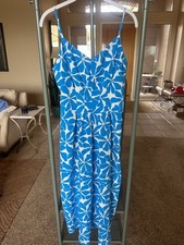 MNG Mango Blue White Floral Midi Dress Spaghetti Strap Women's Size 6 NWOT