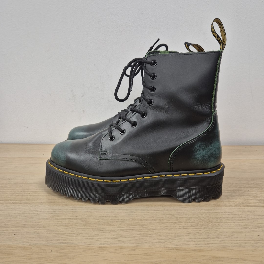 Dr Martens Jadon Platform Vintage Green Leather Chunky Boots Size