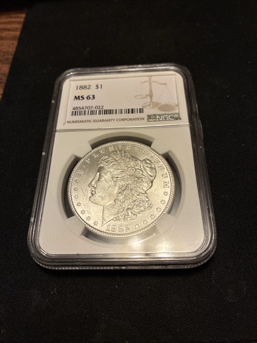 Silver MS 63 Graded 1882 Year Morgan US Dollars (1878-1921) for