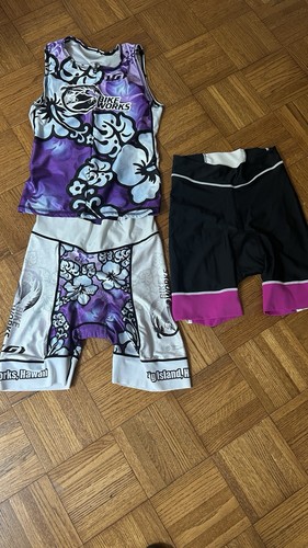Bike Works Hawaii Triathlon Kit Women’s LG Top & Bottoms Louis Garneau Fits Smal