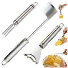 HKFALDRR (3Pcs) Corn Cob Peeler, Stripper, 3pcs, Bright Silver Color