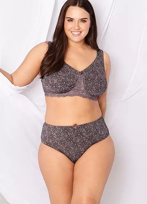 Nuance Plus Slip mauvefarben geblümt hohes Bein Größe 22/24 neu ohne Etikett UVP 20 £