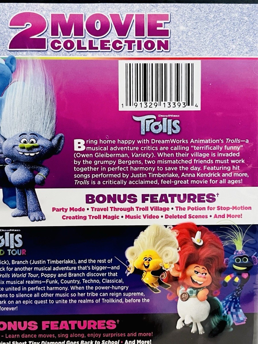 Trolls & Trolls World Tour : 2-Movie Collection (DVD,2020